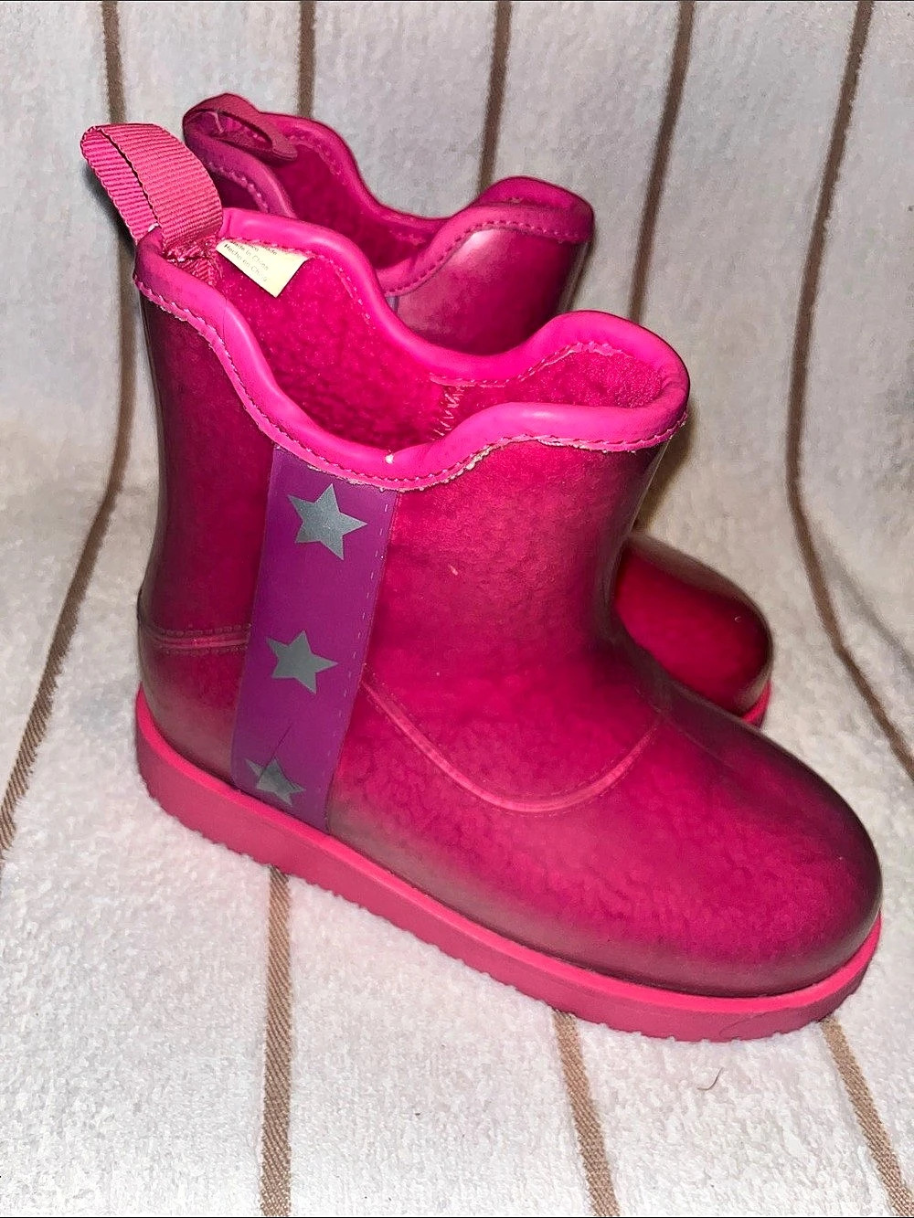 Wonder Nation Faux Sherpa Pink Rain Boots Size 2